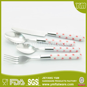 Stainless Steel 18/0 Flatware Set with Plastic Handle for Promotional